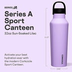 Corkcicle Sport Canteen - Keeps Drinks Cold 25 Hours - Stainless Steel Water Bottle - Triple-Insulated - Spill-Proof - Summer Drinkware Gift - Keeps Drinks Ice Cold - 32 oz - Sun-Soaked Lilac