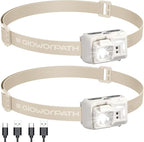 Mini Rechargeable Headlamp Flashlight,Super Bright LED,Sensor Control, 5 Light Settings, IPX5 Waterproof & Lightweight, Ideal for Camping, Running & Hiking Outdoor (2 Pack)