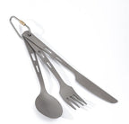 Titanium Flatware Knife Fork Spoon Set Camping Utensils Carrying Bag Cutlery