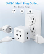 LENCENT EU to US Plug Adapter, European to USA Outlet Adaptor, Travel from Europe to American Outlet, 3-Sided Outlet Extender, Wall Tap, Mini Charger Box, Travel Plug Converter