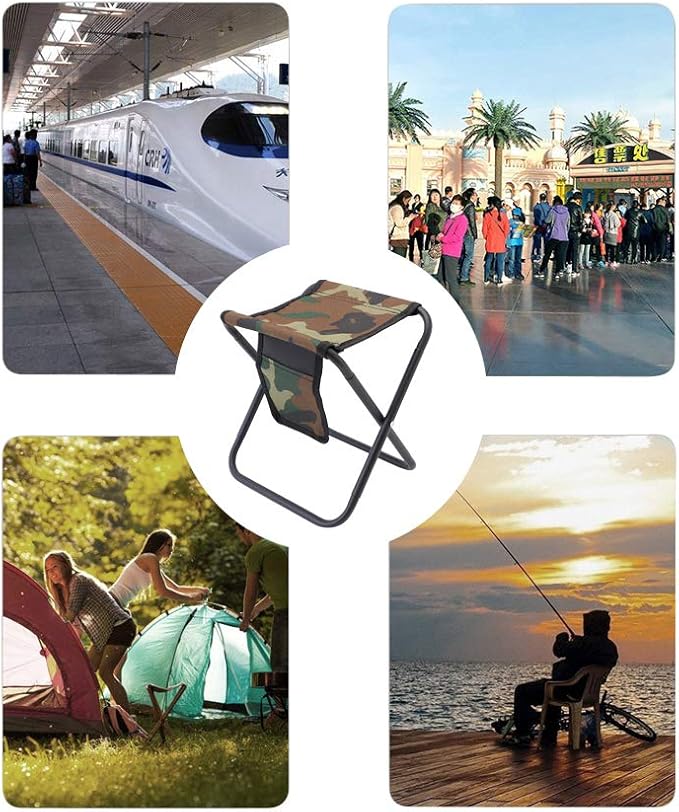 Mini Portable Folding Stool, Camping Fishing Stool for Adults Fishing Hiking Gardening and Beach with Carry Bag, Hold Up to 450lbs(Camouflage)