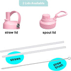 SENDESTAR 32oz Water Bottle Wide Mouth Stainless Steel Vacuum Insulated Double Wall with 2 Straw Lids Fit in Any Car Cup Holder TXIN-32-PB-1