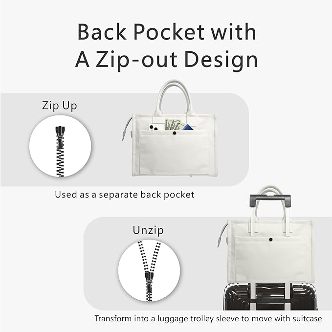 TOPDesign Heavy-Duty Canvas Tote Bag for Women, Adjustable Crossbody/Shoulder Handbag with 9 Pockets, Everything Tote