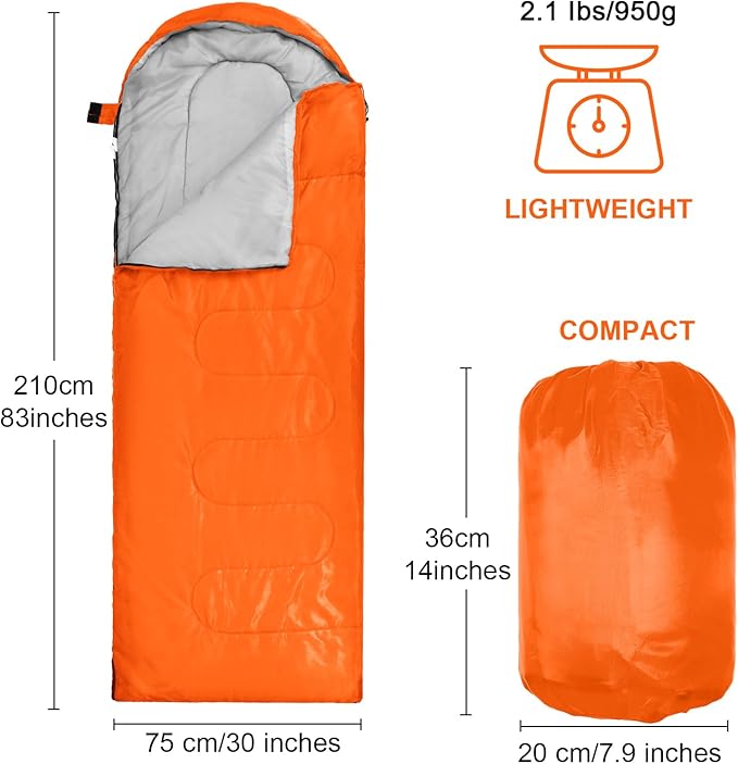 Macarrie 10 Pcs 0 Degree Camping Sleeping Bags Bulk for Adults Cold Weather 4 Season Warm Sleeping Bag with Compression Sack for Homeless Donation Shelter Emergency Hiking