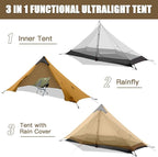 Night Cat Ultralight Tent 1 Person for Professional Backpacker Hiker 2 LBS Only Lanshan Backpacking Bivvy Ground Tent Heavy Rain Waterproof Trekking Pole Not Included