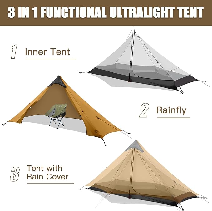 Night Cat Ultralight Tent 1 Person for Professional Backpacker Hiker 2 LBS Only Lanshan Backpacking Bivvy Ground Tent Heavy Rain Waterproof Trekking Pole Not Included