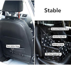 Petbobi Pet Reinforce Car Booster Seat for Dog Cat Portable and Breathable Bag with Seat Belt Dog Carrier Safety Stable for Travel Look Out,with Clip on Leash with PVC Tube, Black Paw Print