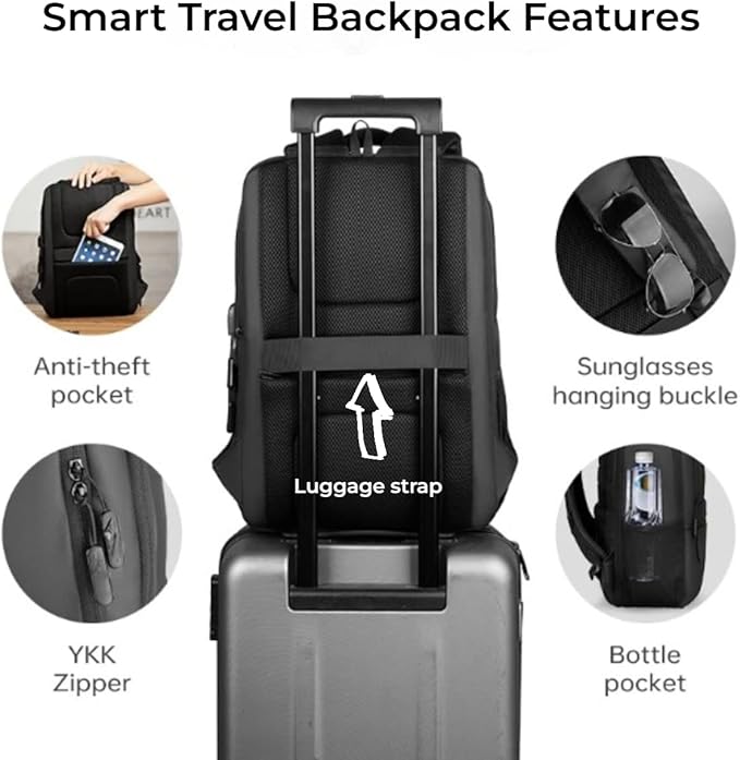 TREKON Laptop Backpack for Men/Women, Fits 15.6" Laptop, USB Charging Port, Water-Resistant, Anti-Theft, TSA Approved Travel Bag, For Business & College
