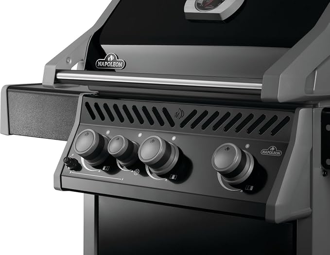 Napoleon Rogue 425 Natural Gas Grill with Range Side Burner, Black, 3 Stainless Steel Main Burners, Durable Outdoor Cooking