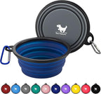 Collapsible Dog Bowls for Travel, 2-Pack Dog Portable Water Bowl for Dogs Cats Pet Foldable Feeding Watering Dish for Traveling Camping with Carabiners, BPA Free (Grey&Navy, Medium (Pack of 2))