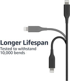 Amazon Basics 2-Pack Apple MFi Certified USB-A to Lightning Charger Cable for iPhone 14 13 12 11 X Xs Pro, Pro Max, Plus, iPad, 6 Foot, Black