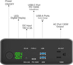 Krisdonia 130W Portable Power Bank, 148WH/40000mAh Portable Laptop Charger Battery Backup with 110V AC Socket/ 100W Type-C Port/2 USB QC3.0 for CPAP Outdoor Camping Trip Hunting Emergency