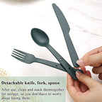 Evanda Travel Utensils Set for 6, Reusable Plastic Knife Fork Spoon Snapped Together for Easy Portability and Save Space, Silverware Cutlery Utensils Set for Work, Camping, Picnic, Gadgets, Lunch Box