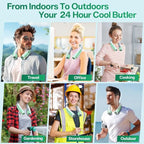 Hands-Free Portable Neck Fans - 6000mAh High Capacity Battery, USB Dual Port Fast Charging, Ultra-Quiet 6 Speeds Cooling Air, 360° Airflow for Outdoor, Indoor, Office, Travel - Green