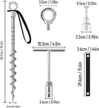 4 PCS Screw in Tent Stakes for Women Men Ground Anchors for Sand, Trampolines, Camping - Aluminium Heavy Duty Rust Prevention Pegs Spikes Drillable Threaded Anchor Stake - Silvery 14 inch