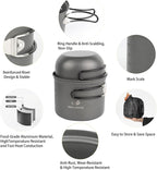 Camping Cookware Mess Kit, 17 pcs Backpacking Cooking Gear, Lightweight Camping Pots and Stove Set for 3 Person, Outdoor Cooking Gear Ideal for Camping, Hiking, Backpacking and Picnic
