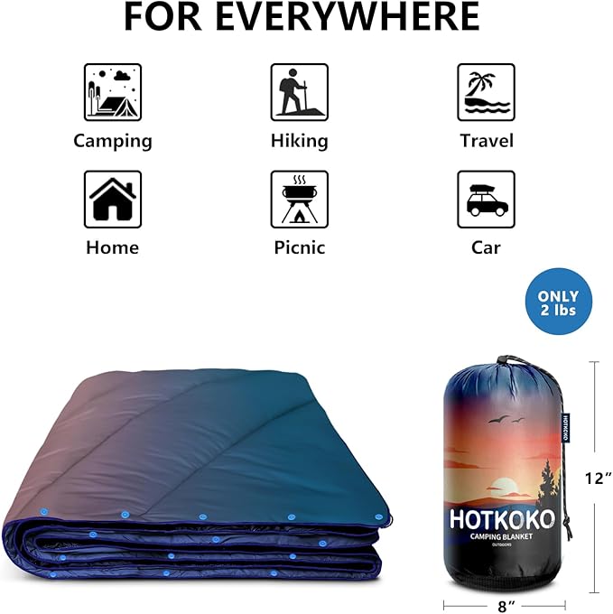 Camping Blanket,Lightweight Puffy Printed Camping Blanket Packable Outdoor Blanket for Camping,Traveling, Stadium, Hiking, Picnics