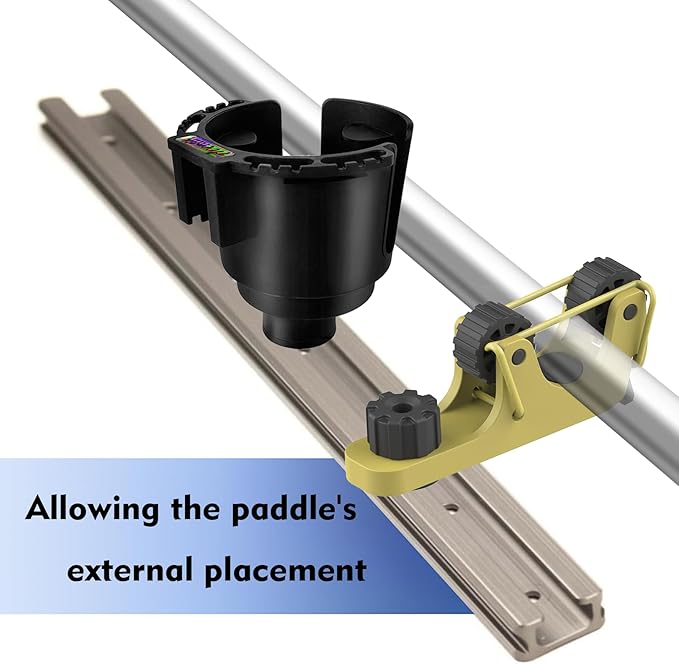 1006 2 PCS Adjustable Kayak Paddle Holder Track Mount Fits Various Shaft Diameters –Universal Rail Mount for Paddle, Fishing Rod, Net – Kayak Accessories for Fishing & Touring