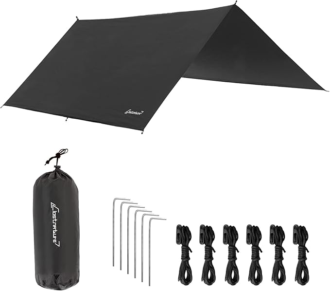 Clostnature Waterproof Camping Tarp for Tent - Ultralight Hammock Rain Fly for Backpacking, Heavy Duty Camping Hiking Awning Lightweight Rain Tarp Tent Shelter Camping Gear Must Haves