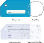 14 Pack Silicone Luggage Tag for Suitcases with Stainless Loop, TSA Approved, Privacy Protection Travel Essentials Bag Tags by Gostwo, Sky Blue