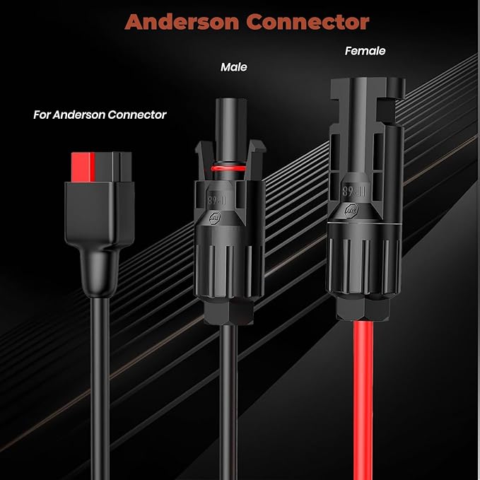Universal 4-in-1 Solar Connector Kit, 16 AWG to Anderson XT60 DC7909 DC5521 Solar Extension Cable Solar Adapter Cable Compatable for Solar Panel & Most Solar Power Staion (2M/6.6Ft)