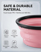 Collapsible Dog Bowls for Travel, 2-Pack Dog Portable Water Bowl for Dogs Cats Pet Foldable Feeding Watering Dish for Traveling Camping with Carabiners, BPA Free (Purple&Pink, Large)