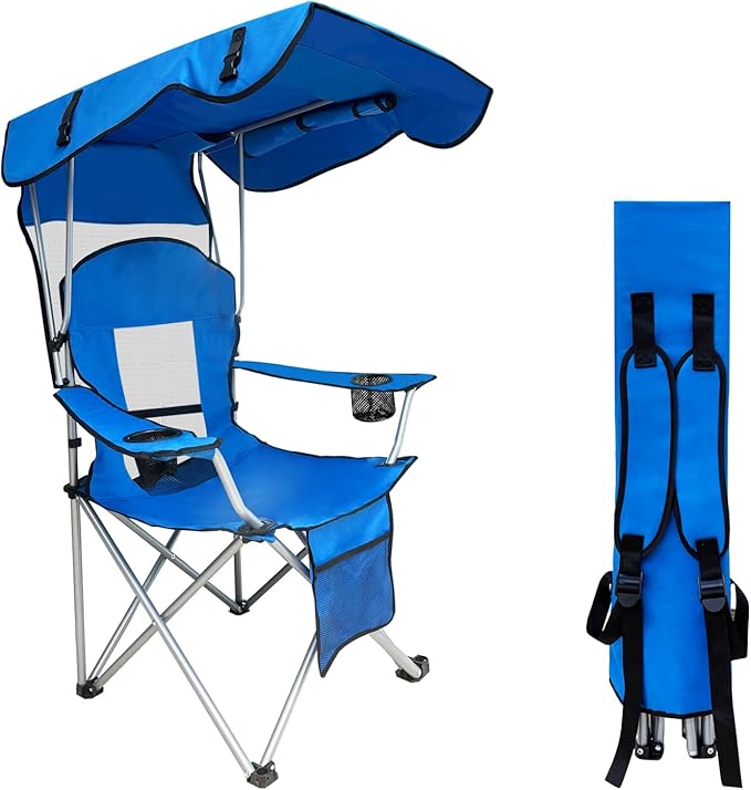 Portable Folding Camping Chair - Lightweight, Durable Outdoor Chair for Camping, Fishing, Beach, Lawn, and More - Comfortable Folding Chairs for Outside Activities (Blue)
