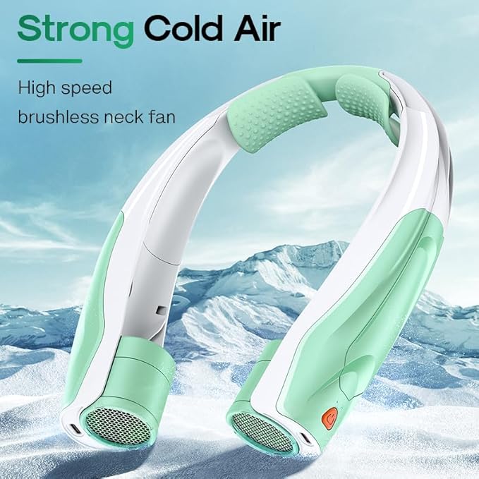 Hands-Free Portable Neck Fans - 6000mAh High Capacity Battery, USB Dual Port Fast Charging, Ultra-Quiet 6 Speeds Cooling Air, 360° Airflow for Outdoor, Indoor, Office, Travel - Green