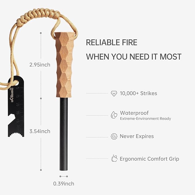 Ferro Rod Fire Starter, Survival Flint and Steel Fire Starter Kit for Hiking, Bushcraft,Camping Essentials Gear, Emergency Supplies - Ideal Gift for Explorers