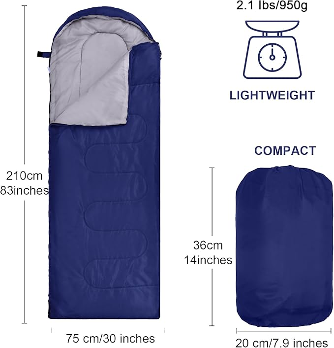 Macarrie 6 Pack Camping Sleeping Bags Bulk for Adults, 4 Season Cold Weather Sleeping Bag with Compression Sack Lightweight Waterproof Essential Gear for Backpacking Hiking Travel