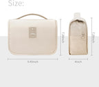 Lcsmaokin Large Capacity Toiletry Bag Travel Bag with Hanging Hook for Men and Women Waterproof Travel Cosmetic Bag Bathroom Storage Bag for Brushes Set, Full-Sized Shampoo,Accessories(Beige)