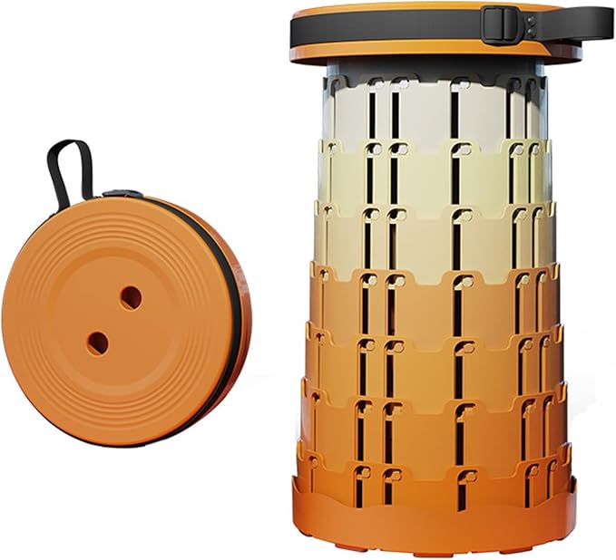 Ultra-Lightweight Collapsible Stool - Portable Folding Seat for Camping, Hiking, Travel & Outdoor Activities (Gradient Orange)
