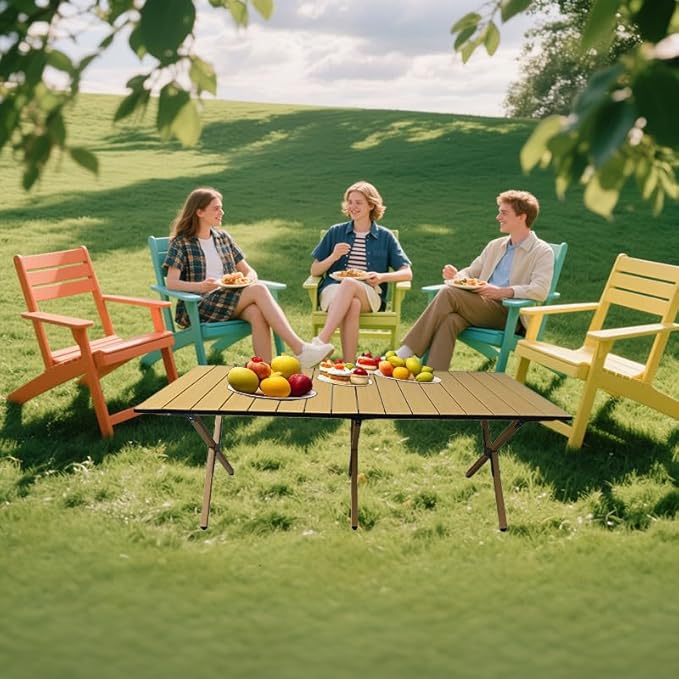 Portable Low Alluminum Roll Up Travel Folding Table for Beach, Camping, & Picnic – Compact, Lightweight, Multi-Purpose for Indoor & Outdoor Use