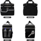 BAGLHER Dog Travel Bag for Supplies - Double-Layer Airline Approved Weekend Pet Travel Organizer Set for Dog and Cat Tote with 2 Pet Food Containers and 2 Collapsible Silicone Bowls Black