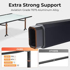 KingCamp Oversized Camping Cot, Folding 440lbs Heavy Duty Portable Lightweight Ultralight XL Large Wide Military Army Sleeping Bed for Adult Backpacking Outdoor Travel Tent Overlanding, Black/Grey