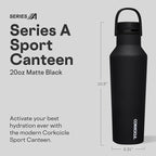 Corkcicle Sport Canteen - Keeps Drinks Cold 25 Hours - Stainless Steel Water Bottle - Triple-Insulated - Spill-Proof - Summer Drinkware Gift - Keeps Drinks Ice Cold - 20 oz - Matte Black