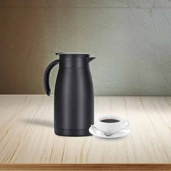 34 Oz Thermal Coffee Carafe, Stainless Steel Insulated Vacuum Coffee Carafes For Keeping Hot, 1 Liter Tea, Water, and Coffee Beverage Dispenser(Black)