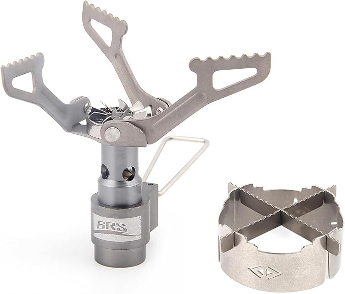BRS Stove BRS-3000T Stove and Windscreen Ring Combo Set with Cross-stand Titanium Windshield Camp Stove Wind Screen with Storage Box for Camping Hiking Backpacking