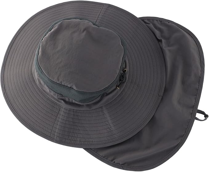 Home Prefer Outdoor UPF50+ Mesh Sun Hat Wide Brim Fishing Hat with Neck Flap Sun Hat for Men Women