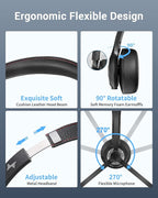 Wireless Headset with Mic for Work, Bluetooth V5.2 Headphones with AI Noise Cancelling Microphone, USB Dongle, Clear Calls & Mic Mute, for Laptop, PC, iPhone & Android Phones