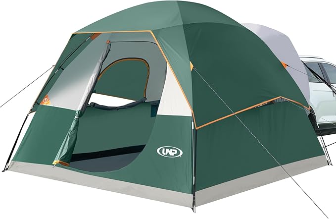 UNP SUV Dome Tent for Camping, Outdoor 6 Person Car Camping Tent, Easy Set Up SUV Tailgate Tent with Rainfly 10' x 10' Vehicle Camping Tent