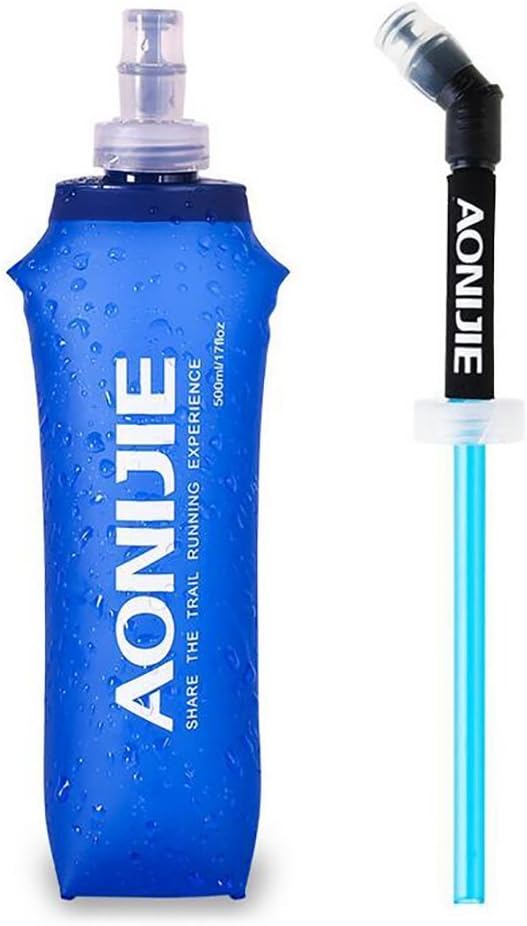 AONIJIE 2 Pack of Soft Soft Folding Hydration Bottle Water Collapsible Flask BPA-Free Bottles (500ml/17.08oz), SD52-500