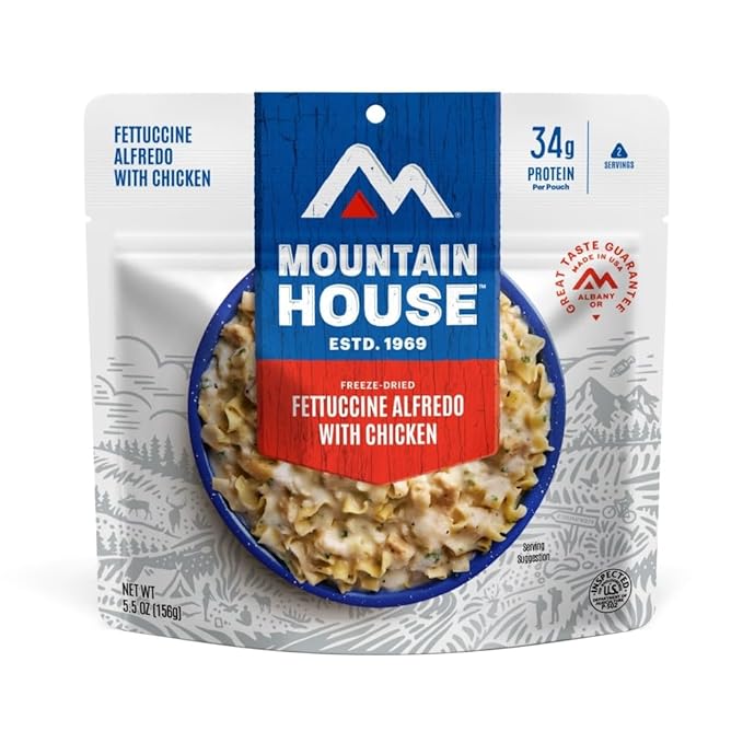 Mountain House Fettuccine Alfredo with Chicken | Freeze Dried Backpacking & Camping Food | 6-Pack