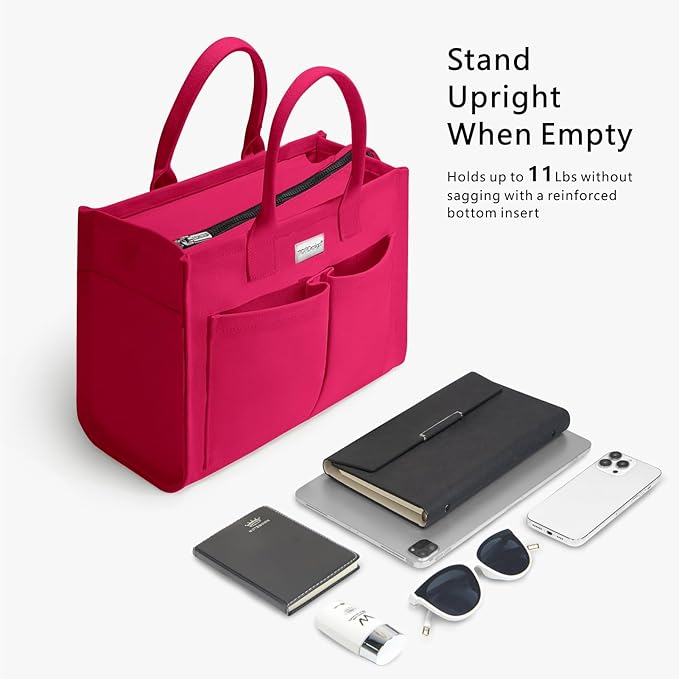 TOPDesign Heavy-Duty Canvas Tote Bag for Women, Adjustable Crossbody/Shoulder Handbag with 9 Pockets, Everything Tote