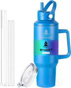 40 oz Tumbler with Handle and Straw or Convert to 40 oz Insulated Water Bottle Fits in Cup Holder. Stainless Steel Metal Water Flask with 2 Lids for Travel,Camping,Gym Sports Coffee Mug Thermal Cup