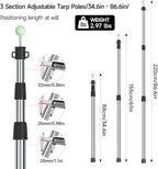 SANLIKE Telescoping Tarp Pole Heavy Duty Tent Poles, 33"-86.6"/94" Thickened Tube Collapsible Stainless Steel Canopy Poles for Camping Backpacking Hiking Awning Sun Sails Outdoor Sports, Set of 2