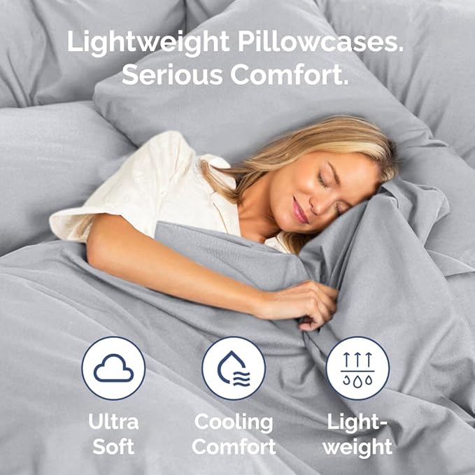 King Pillow Cases Set of 2 - Ultra Soft Hotel Quality Pillowcase Covers - Comfy Cozy Bedding for Women, Men, Kids and Teens - Machine Washable Pillow Protectors - 2 Pieces Set - King Size Steel Blue