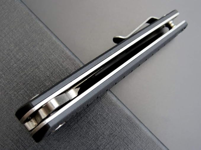 Eafengrow EF16 Folding Knife Flipper Ball Bearing Point D2 Blade G10 Handle with Pocket Clip Everday Carry Pocket Knife Liner Lock Camping Tactical Outdoor Multitool (Black)