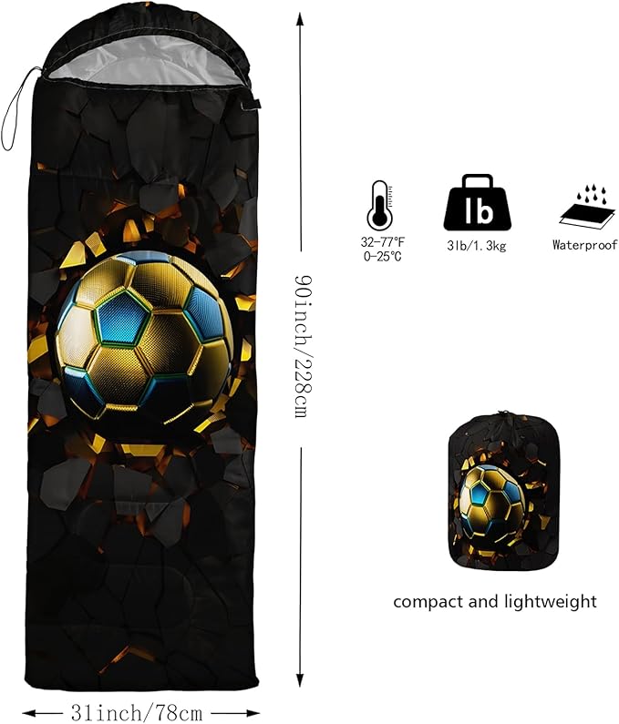 AILONEN Outer Space Astronaut Camping Sleeping Bags,Lightweight & Waterproof,3 Season Warm & Cool Weather,Cartoon Sleeping Bags for Kids,Boys Girls Travelling,Outdoors