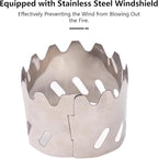 Titanium Camping Cookware Cup/Burner Combination 500ml Titanium Cup with Foldable Handle & Lid Spork Spoon Alcohol Stove Windscreen, Camping Cooking Stove and Cup Set for Backpacking